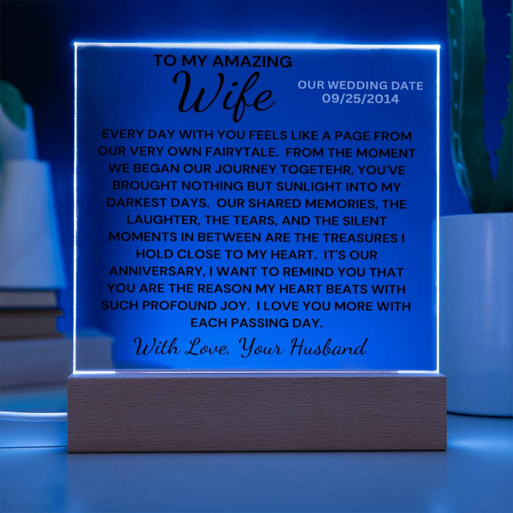 Wife-Our Journey Together Acrylic LED Anniversary Plaque