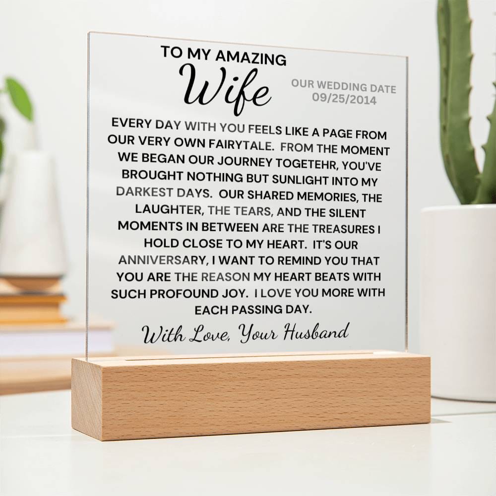 Wife-Our Journey Together Acrylic LED Anniversary Plaque