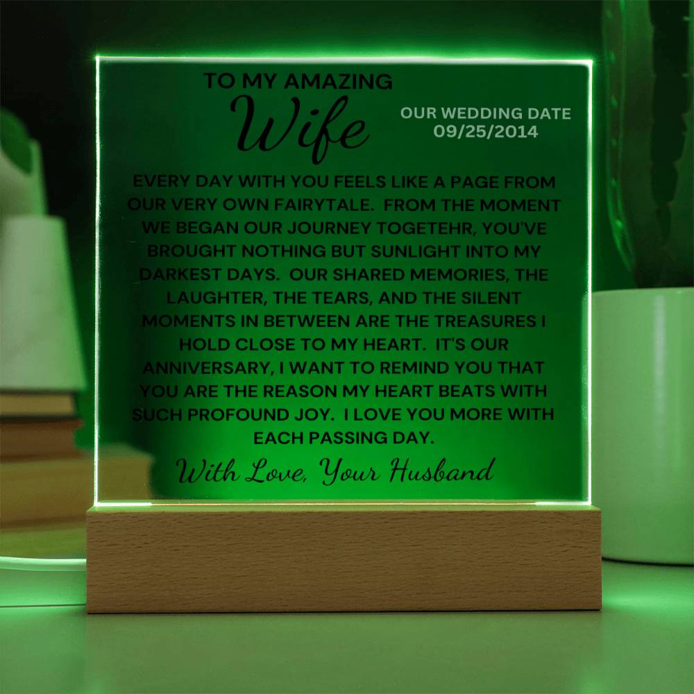 Wife-Our Journey Together Acrylic LED Anniversary Plaque