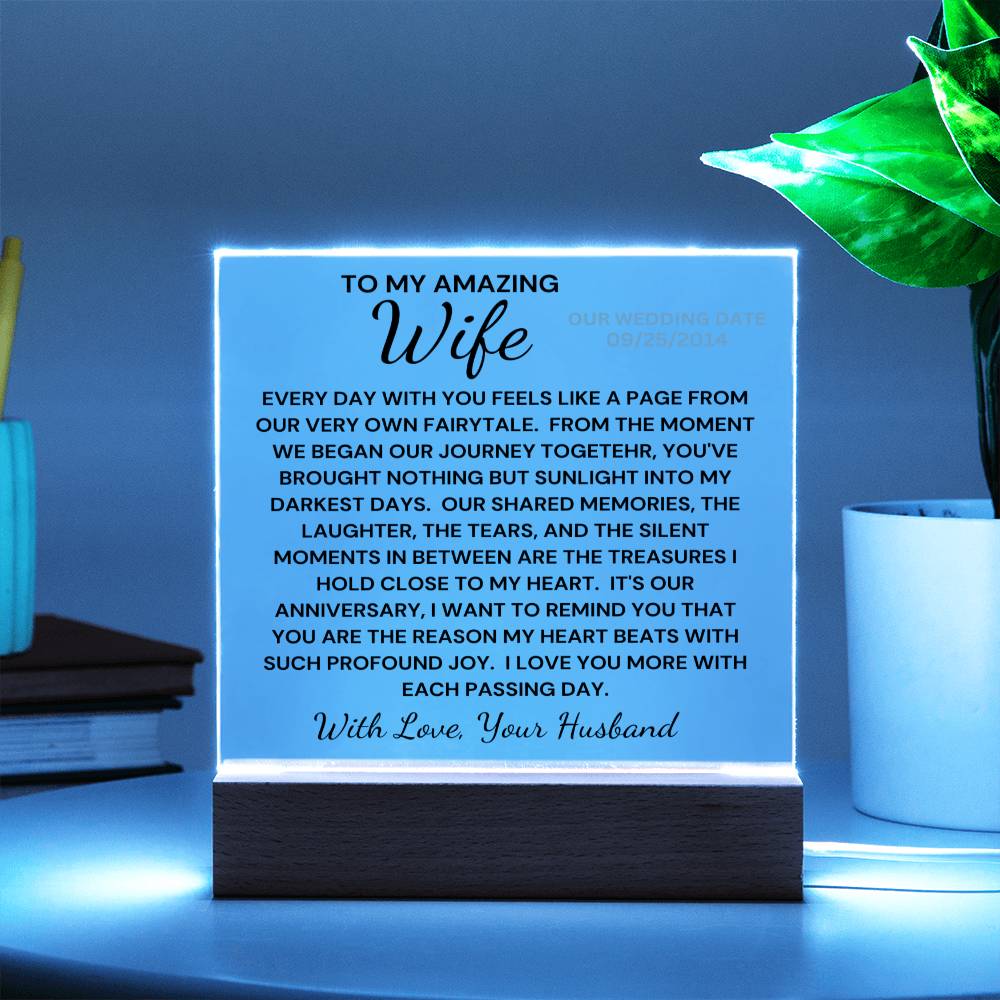 Wife-Our Journey Together Acrylic LED Anniversary Plaque