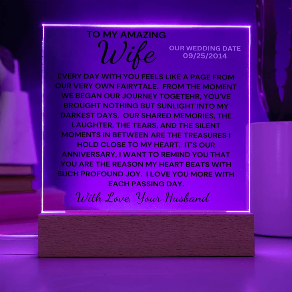 Wife-Our Journey Together Acrylic LED Anniversary Plaque