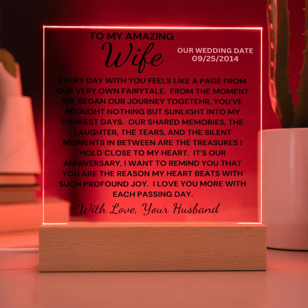 Wife-Our Journey Together Acrylic LED Anniversary Plaque