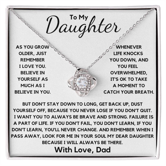 Daughter-You Never Lose If You Don't Quit Necklace