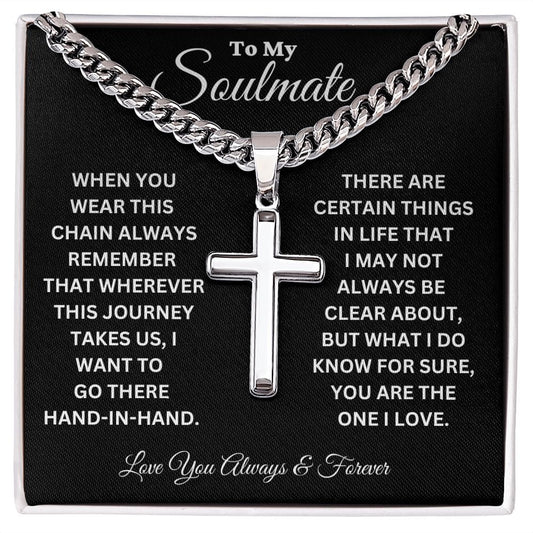 Soulmate-Hand In Hand-Cuban Chain and Cross