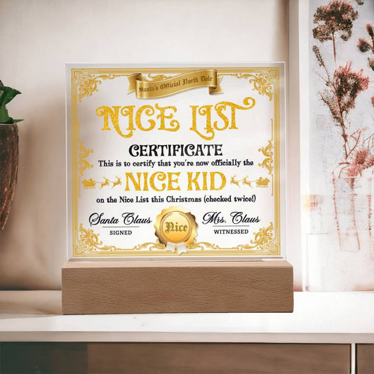 Christmas - Nice List Certificate Acrylic