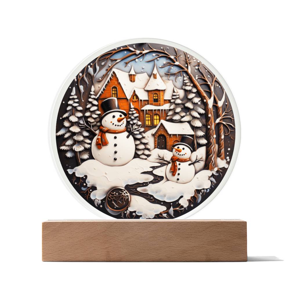 Twin Snowman - Acrylic Circle (1)