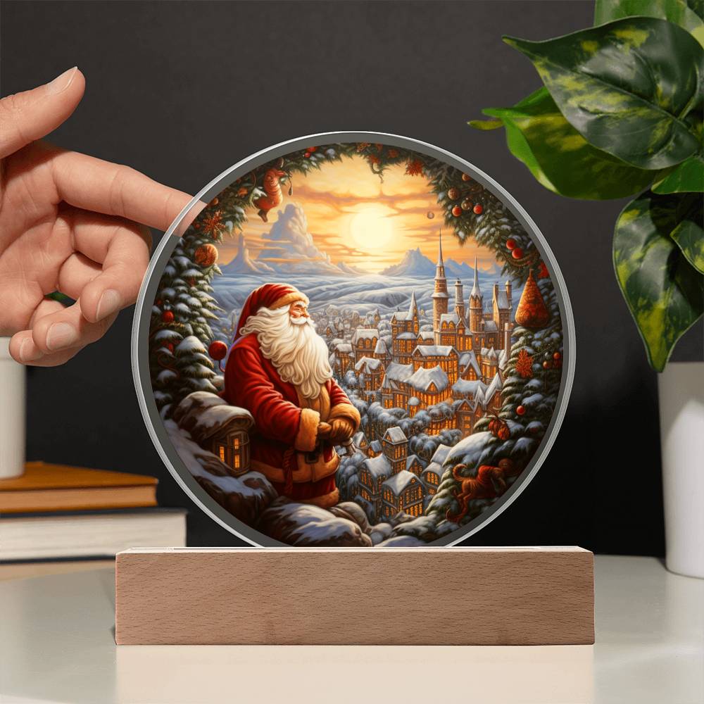 Santa And Town Acrylic Circle