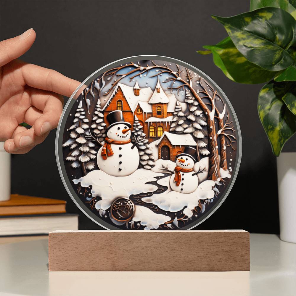 Twin Snowman - Acrylic Circle (1)