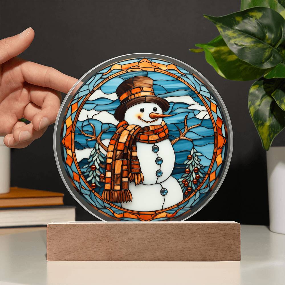 Stained Glass Snowman - Acrylic Circle