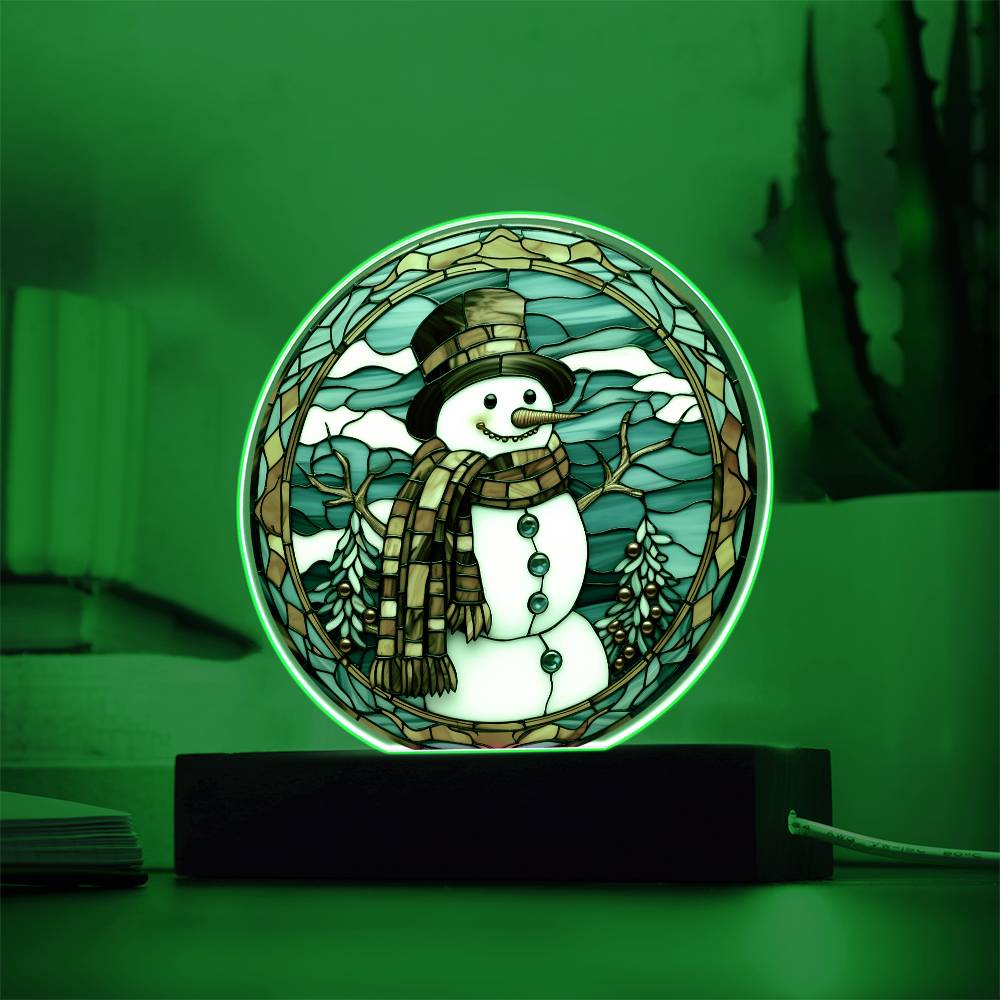 Stained Glass Snowman - Acrylic Circle