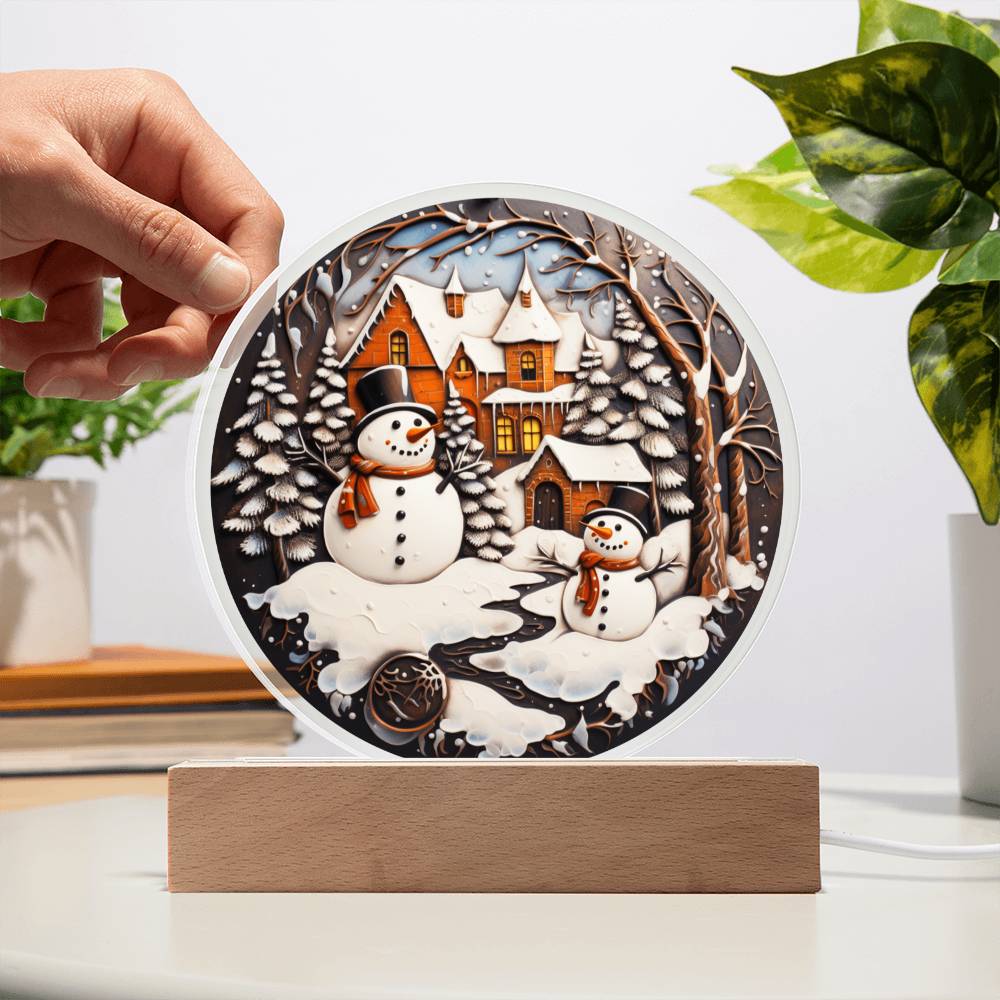 Twin Snowman - Acrylic Circle (1)