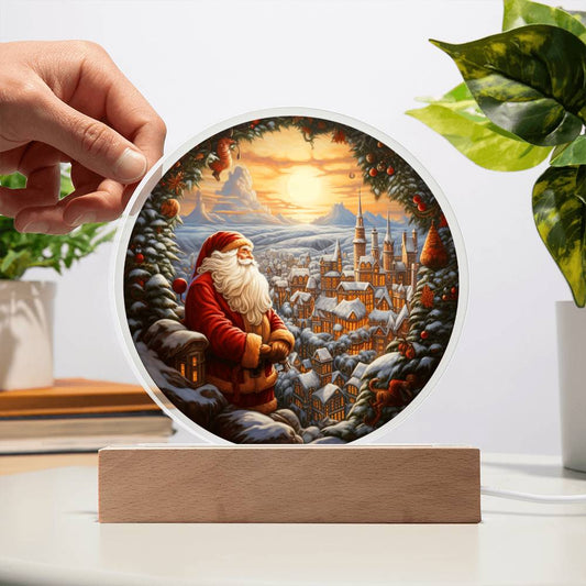 Santa And Town Acrylic Circle