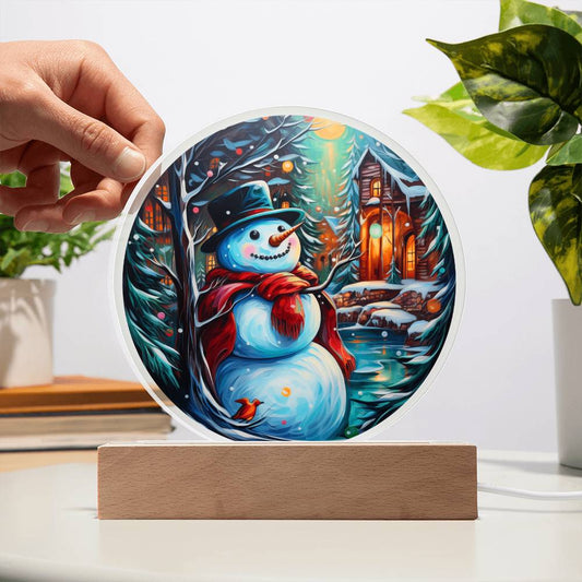 Snowman Is Feeling Circle Acrylic