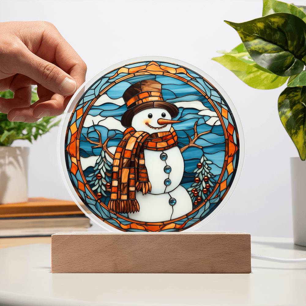 Stained Glass Snowman - Acrylic Circle