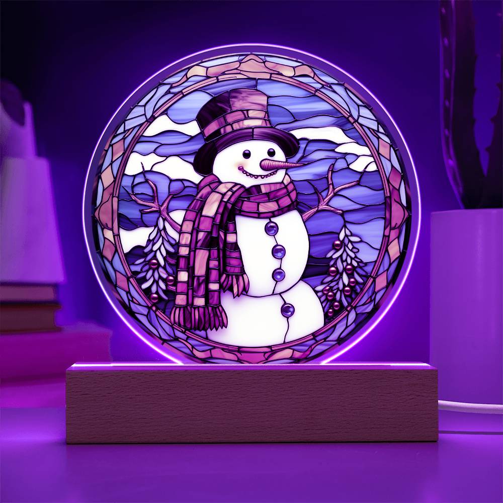 Stained Glass Snowman - Acrylic Circle