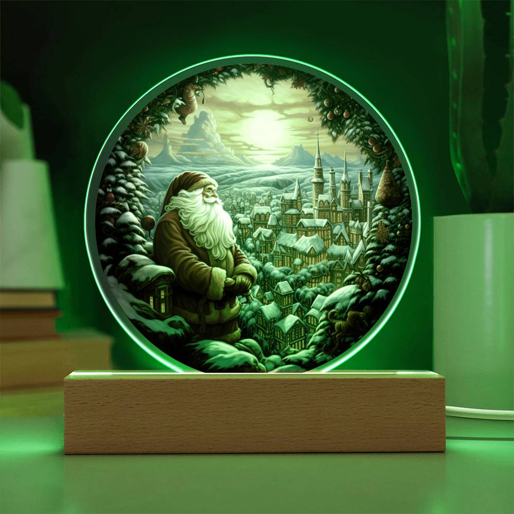 Santa And Town Acrylic Circle