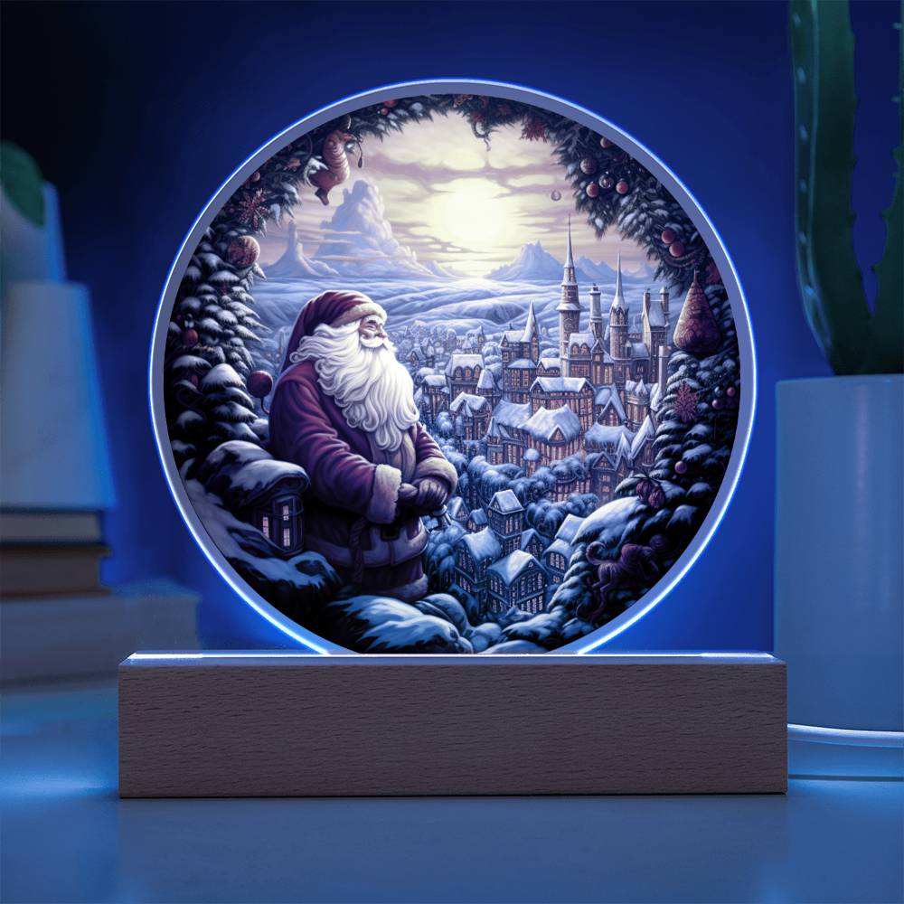 Santa And Town Acrylic Circle