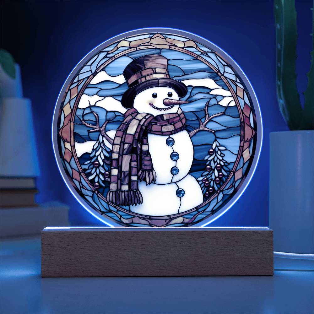 Stained Glass Snowman - Acrylic Circle