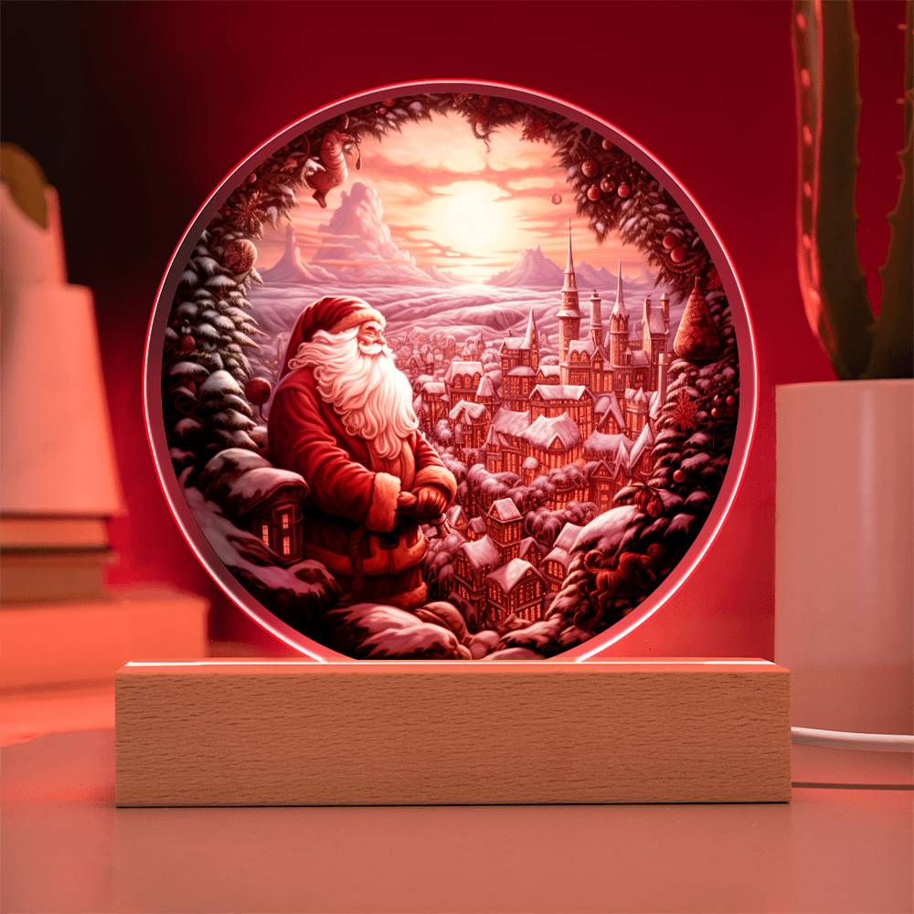 Santa And Town Acrylic Circle