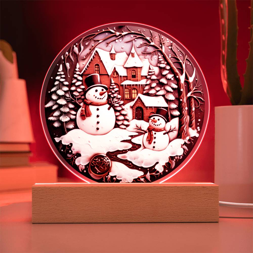 Twin Snowman - Acrylic Circle (1)