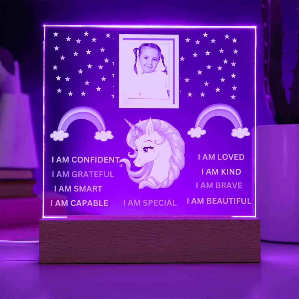 Unicorn And Rainbow Affirmations Nightlight