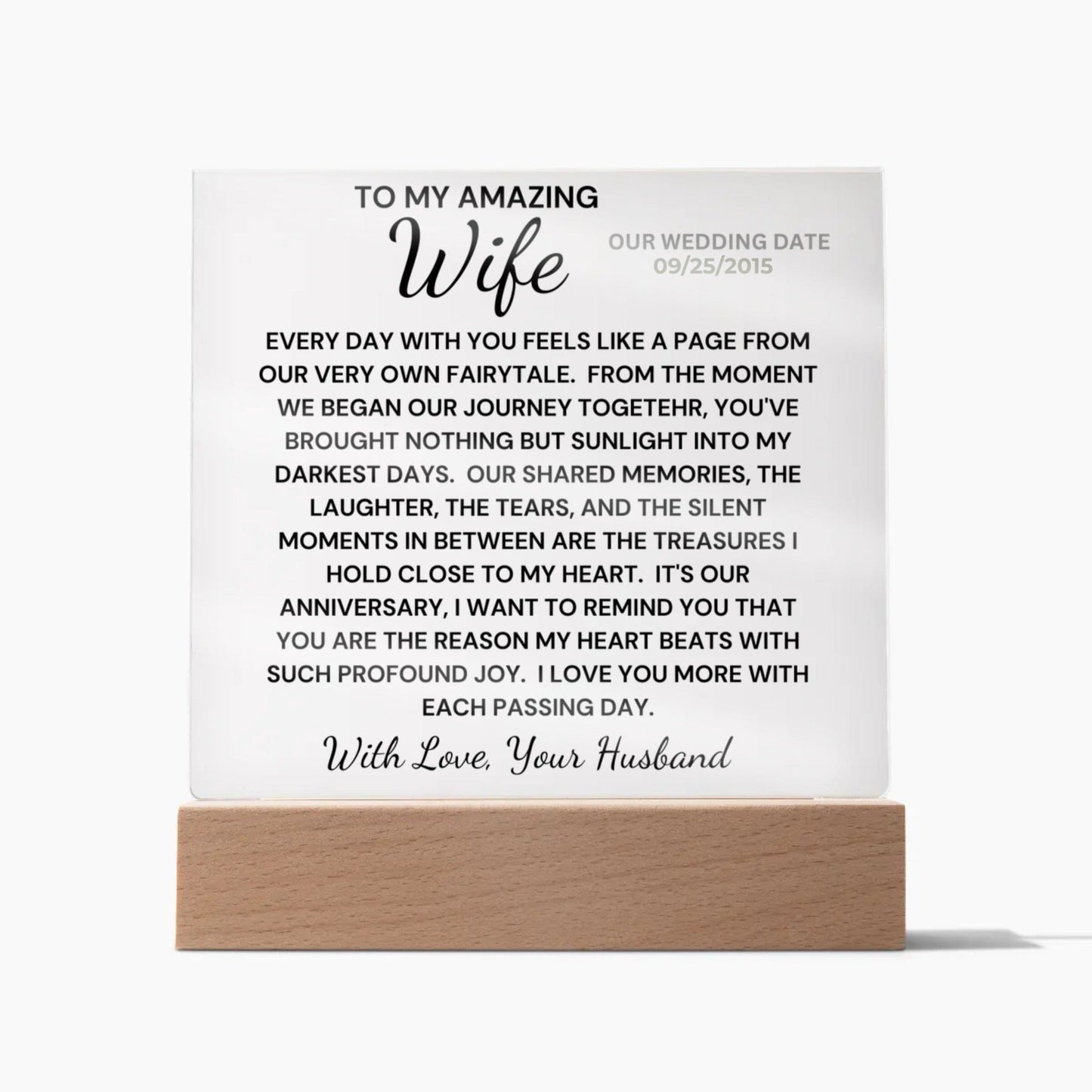 Wife-Our Journey Together Acrylic LED Anniversary Plaque